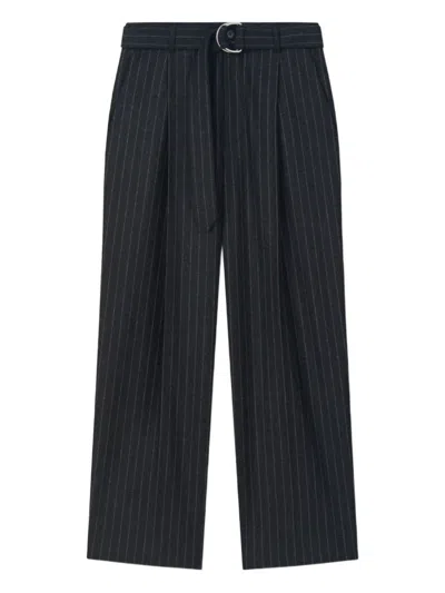 Nanushka Colten Belt Pinstripe Trousers In Black