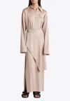 Nanushka Colter Draped Satin Maxi Dress In Beige