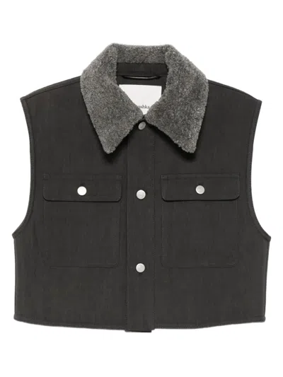 Nanushka Contrast-collar Utility Gilet In Gray