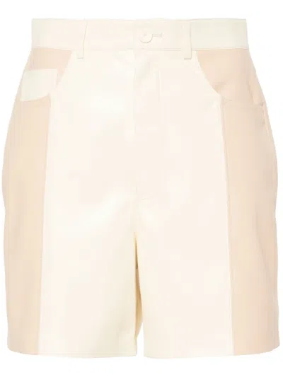 Nanushka Contrast-panel Shorts In Neutrals