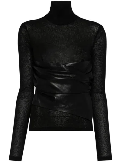Nanushka Contrast-panel Top In Schwarz