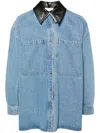 Nanushka Contrasting-collar Denim Shirt Jacket In Blue