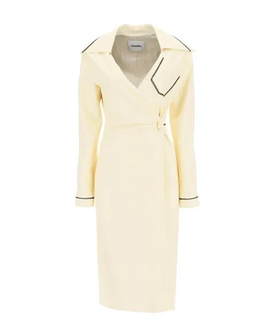 Nanushka Contrast-stitch Wrap Dress In Multi