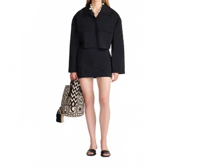 Nanushka Coreen Cropped Poplin Shirt In Black