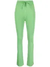 Nanushka Cornelie Ribbed-knit Flared Trousers In Green