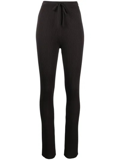 Nanushka Cornelie Ribbed Slight-flare Trousers In Brown