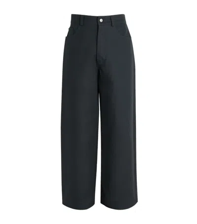 Nanushka Organic Cotton Twill Wide Jeans In Black
