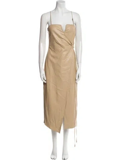 Pre-owned Nanushka Cowl Neck Knee-length Dress W/ Tags In Neutral