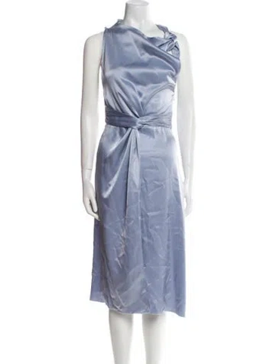 Pre-owned Nanushka Cowl Neck Long Dress In Blue
