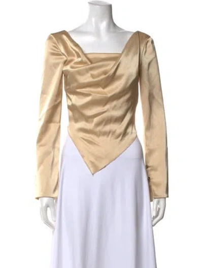 Pre-owned Nanushka Cowl Neck Long Sleeve Top In Gold