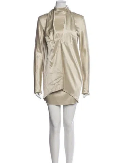 Pre-owned Nanushka Cowl Neck Mini Dress In Neutral