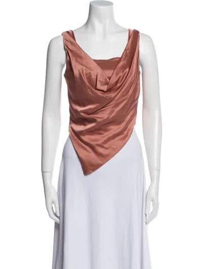 Pre-owned Nanushka Cowl Neck Sleeveless Crop Top W/ Tags In Blue