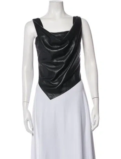 Pre-owned Nanushka Cowl Neck Sleeveless Top In Black
