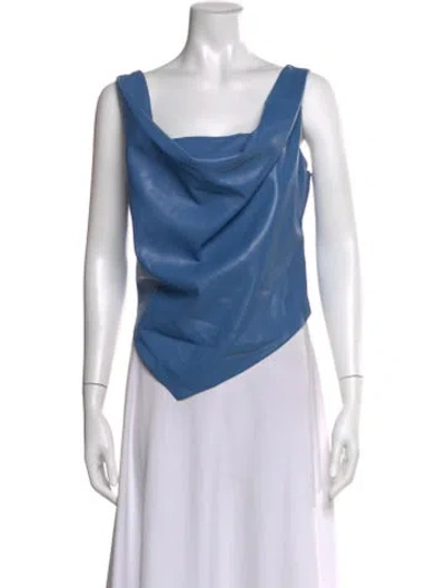 Pre-owned Nanushka Cowl Neck Sleeveless Top In Blue