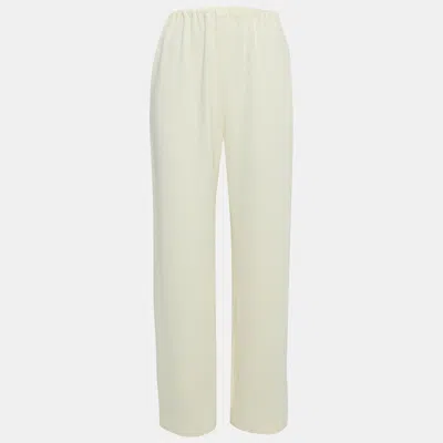 Pre-owned Nanushka Cream Crepe Elastic Waist Trousers M