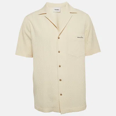 Nanushka Cream Seersucker Venci Camp Shirt In Neutral