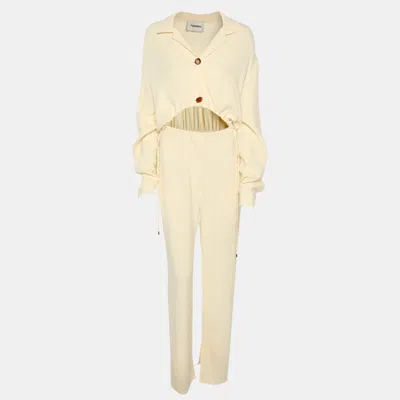 Nanushka Cream Stretch Crepe Cut Out Jumpsuit In Neutral