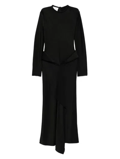 Nanushka Crew-neck Draped Maxi Dress In Black