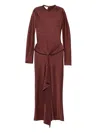 Nanushka Crew-neck Draped Maxi Dress In Brown