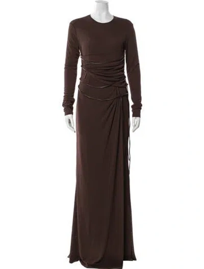 Pre-owned Nanushka Crew Neck Long Dress In Brown