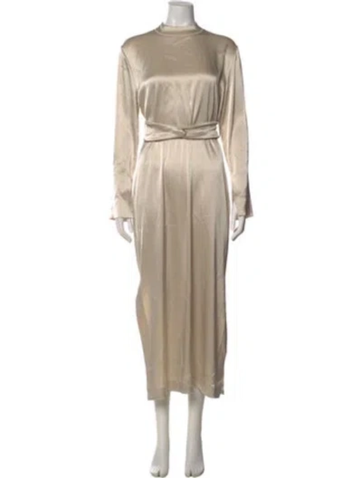 Pre-owned Nanushka Crew Neck Long Dress In Neutral