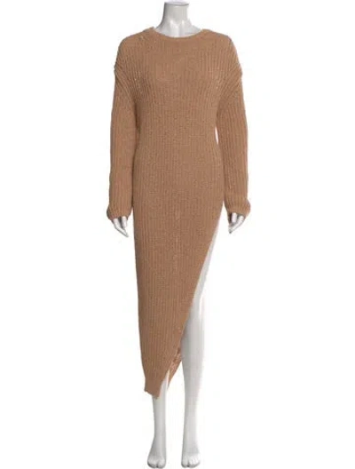 Pre-owned Nanushka Crew Neck Long Dress In Neutral