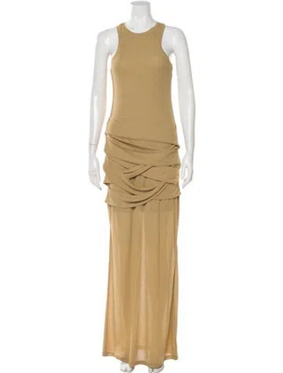 Pre-owned Nanushka Crew Neck Long Dress W/ Tags In Neutral