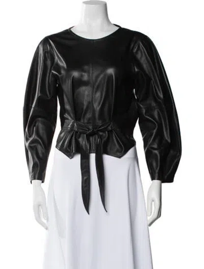 Pre-owned Nanushka Crew Neck Long Sleeve Blouse W/ Tags In Black