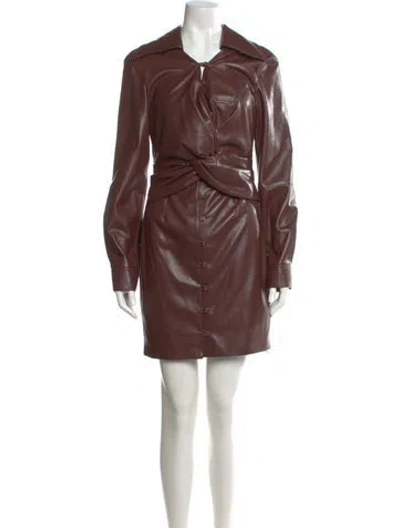 Pre-owned Nanushka Crew Neck Mini Dress In Brown