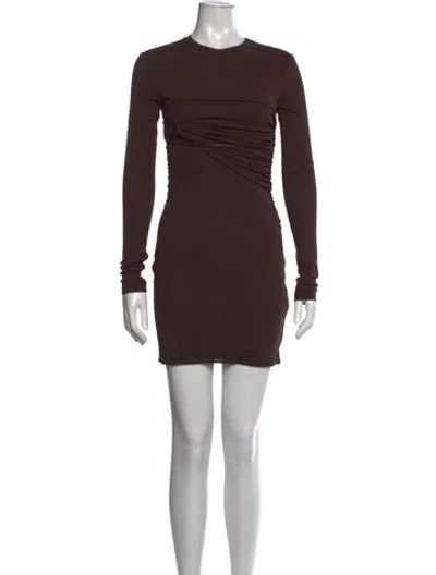 Pre-owned Nanushka Crew Neck Mini Dress In Brown