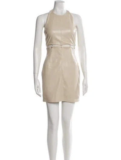 Pre-owned Nanushka Crew Neck Mini Dress In Neutral
