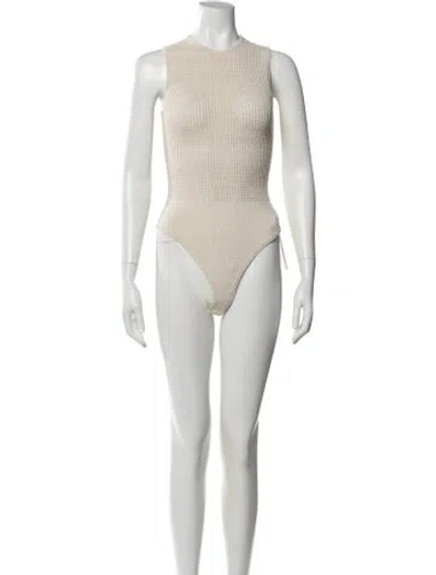 Pre-owned Nanushka Crew Neck Sleeveless Bodysuit In Neutral