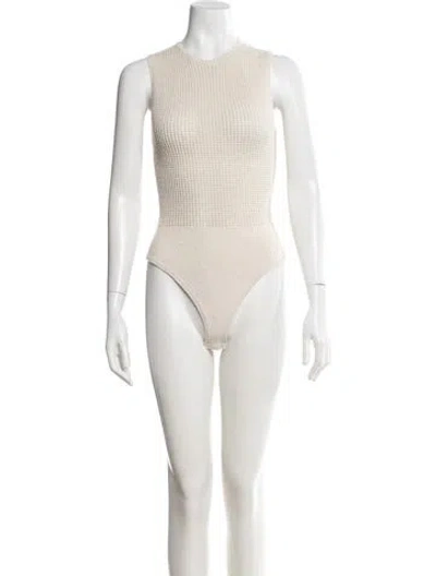 Pre-owned Nanushka Crew Neck Sleeveless Bodysuit In Neutral