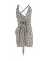 Nanushka Crinkled Crepe Mini Wrap Dress In Animal Print Viscose In Multi