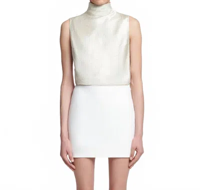 Nanushka Crinkled-satin Turtleneck Top In Ecru In White