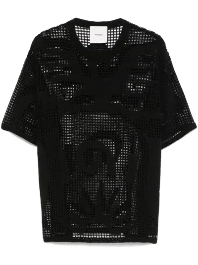 Nanushka Crino Cotton Blend Crochet Top In Black