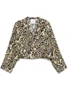 Nanushka Vally Shirt In Animalier Silk In Neutrals