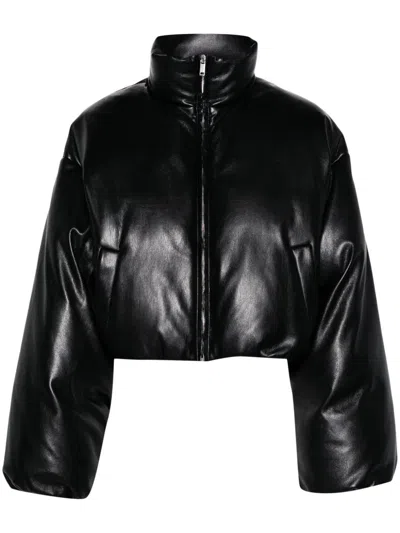 Nanushka Cropped Puffer Jacket In Black