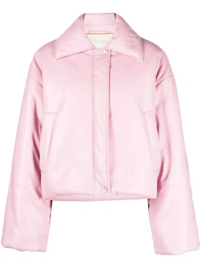 Nanushka Cropped Puffy Bomber Jacket In Pink