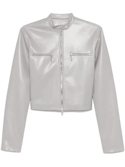 Nanushka Cropped Zip-up Jacket In Grey
