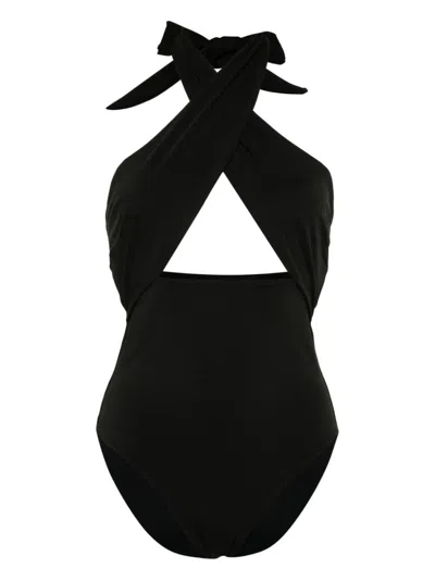 Nanushka Cut-out Halterneck Swimsuit In Black