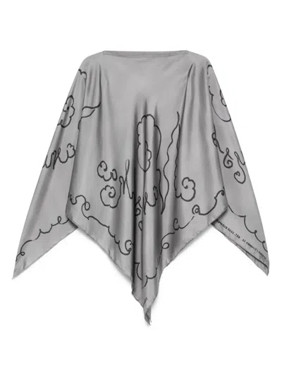 Nanushka Cut-out Silk Scarf In Grey