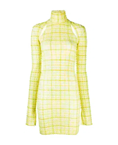 Nanushka Cut-out Turtle Neck Dress In Yellow