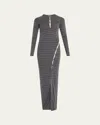 Nanushka Dakoa Buttoned Fine Merino Maxi Dress In Gray