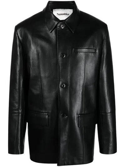 Nanushka Danick Leather Jacket In Black