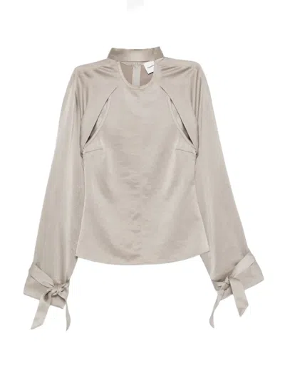 Nanushka Detachable-bolero Tie-detail Top In Neutral