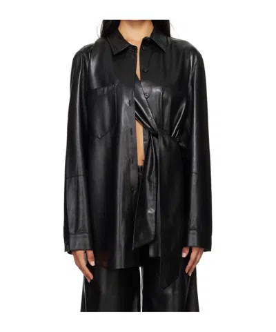 Nanushka Black Ileka Vegan Leather Shirt