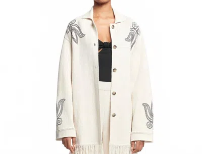 Nanushka Dillian Linen Cardigan In White In Neutral