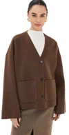 Nanushka Chocolate Wool Blend Oversize Dodie Cardigan In Chocolate Chip