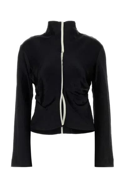 Nanushka Black Satin Domini Blouse